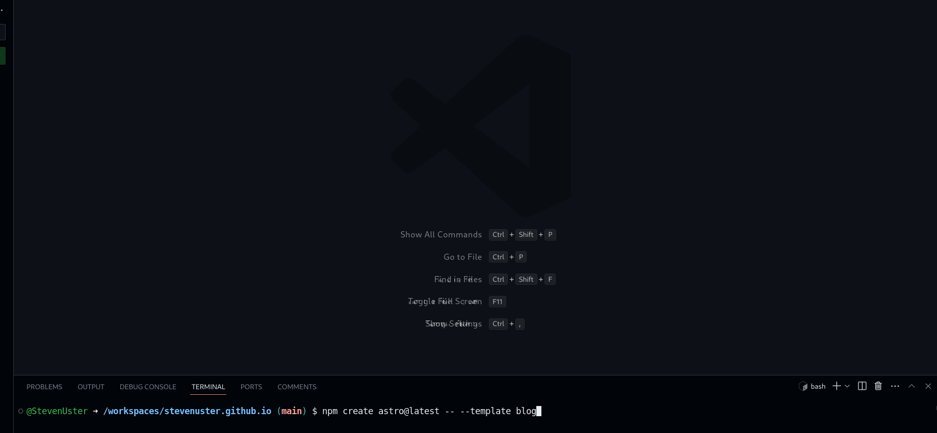 Codespace Terminal